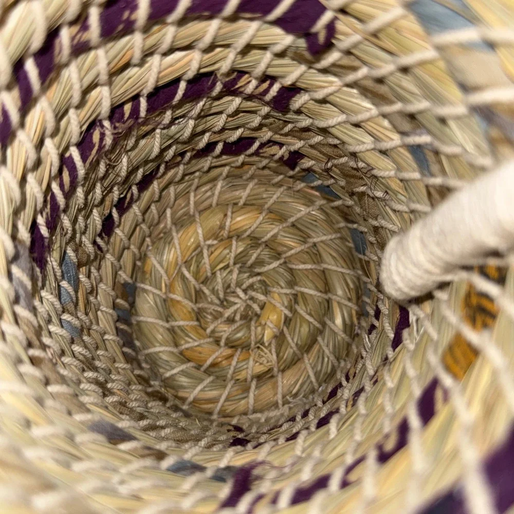 Handmade Seagrass Woven Basket, Double Bottle/Wine Carrier Storage, Boho Organic